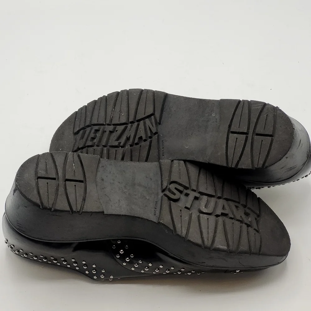 Stuart‎ Weitzman Zealous Studded Platform Loafer Jet Mirror Black. Size 9.5 M